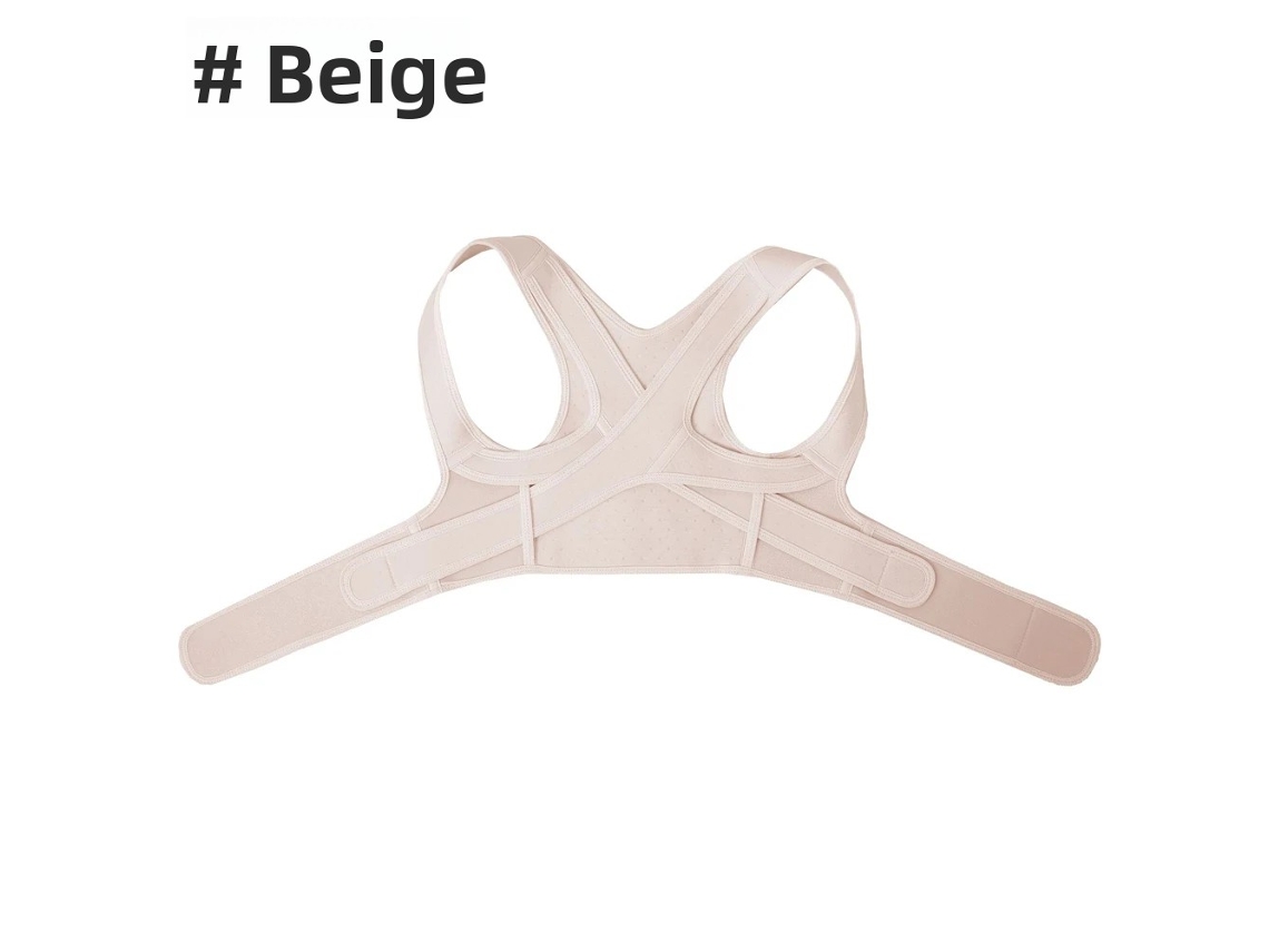 (bege M) Corretor Postural Ajustável Com Suporte Lombar Respirável