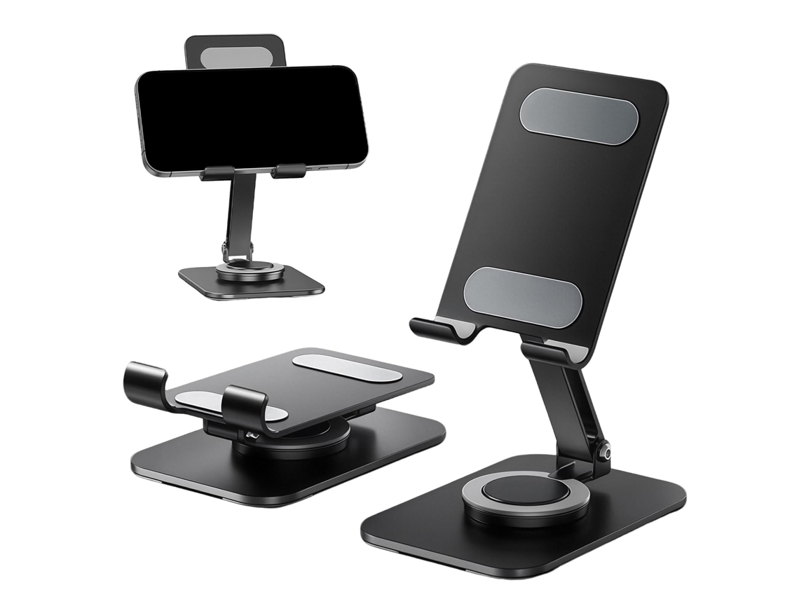Suporte Metálico Universal 360°, Regulável P/ Telemóveis e Tablets