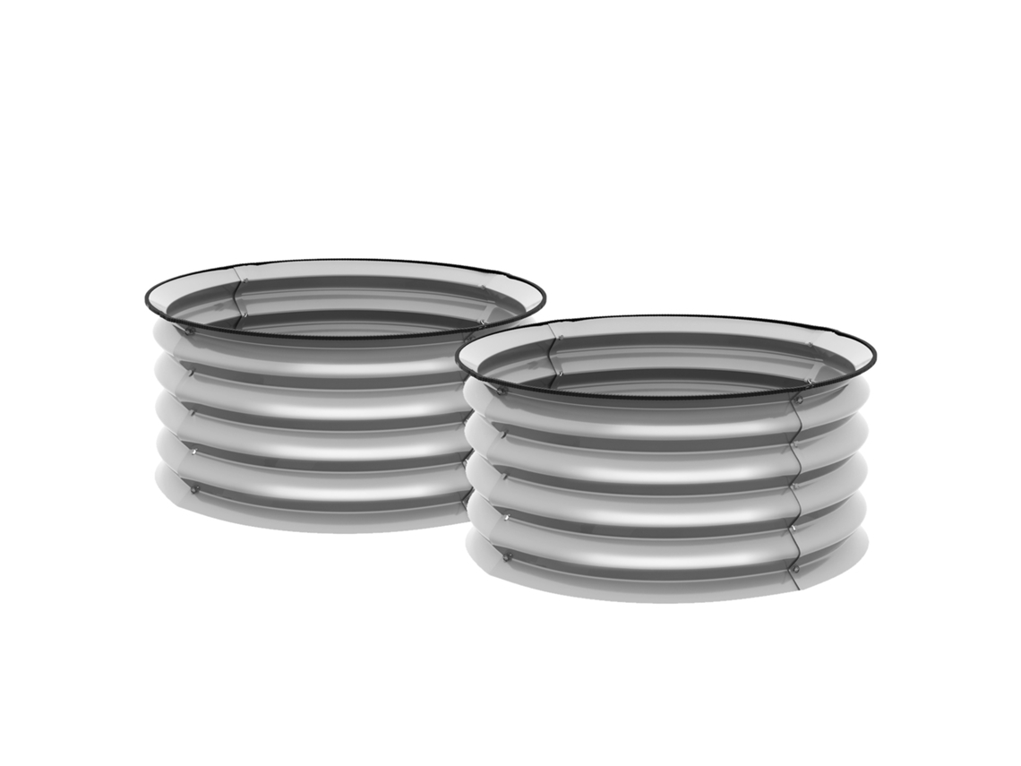 2 Canteiros Metal Prata 60x60x30cm Fundo Aberto VELTRIX