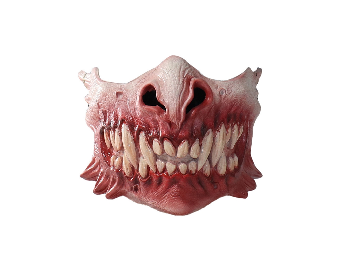 Máscara De Halloween 2021 Laxiscreed Zumbi 3d Com Dentes E Meio Rosto Horror Para Brincadeiras Assustadoras