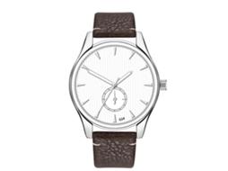 Reloj De Pulsera Para Hombre Con Correa De Pu Marrón Oscuro Dial Redondo Analógico De Cuarzo
