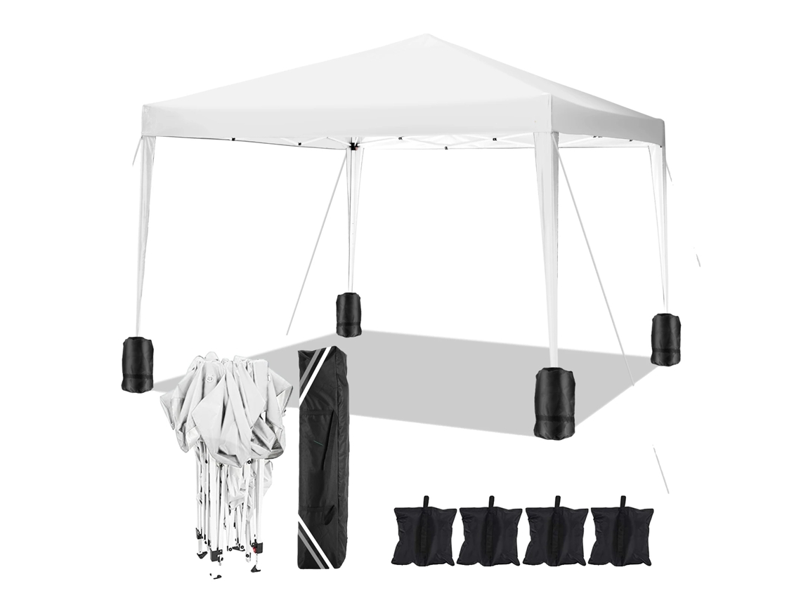 Gazebo, Tecido Impermeável, Altura Ajustável, Branco Oem