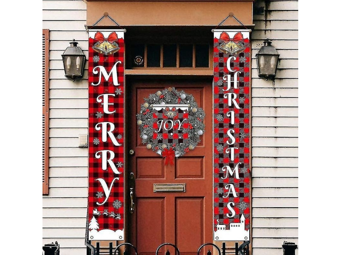 Banner Colgante De Navidad Para Puerta O Porche Decoración Interior Exterior Con Letras Y Diseños Festivos