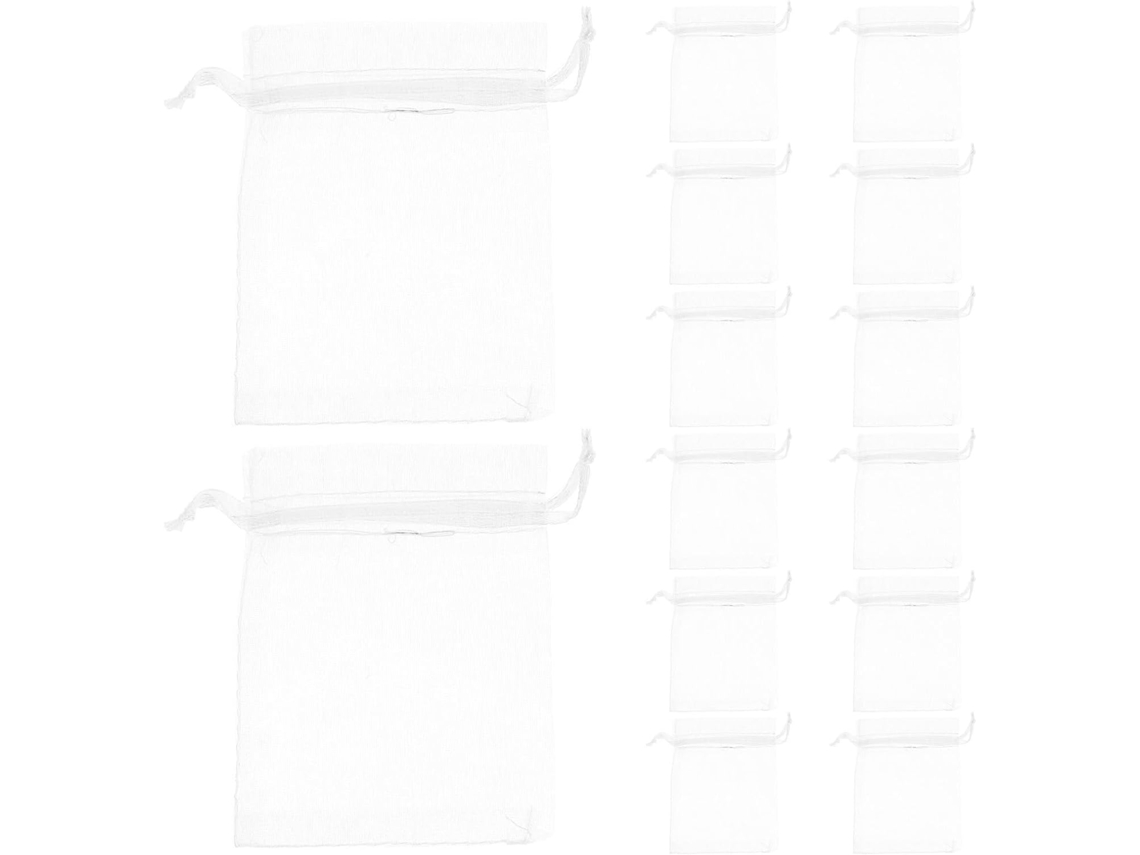 Pacote Com 100 Unidades De Pequenos Pacotes De Organza Branca, Medindo 9 X 7 Cm (3,54 X 2,75 Polegadas).