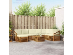 Vidaxl Conjunto De Sofás Para Exterior 9 Unid. Natural E Creme