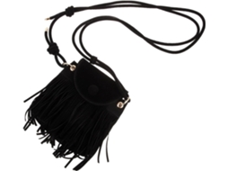 Bolsa Vintage Preta Para Celular Em Couro Pu Com Tassel, Prática Bolsa De Mão Com Tassel.