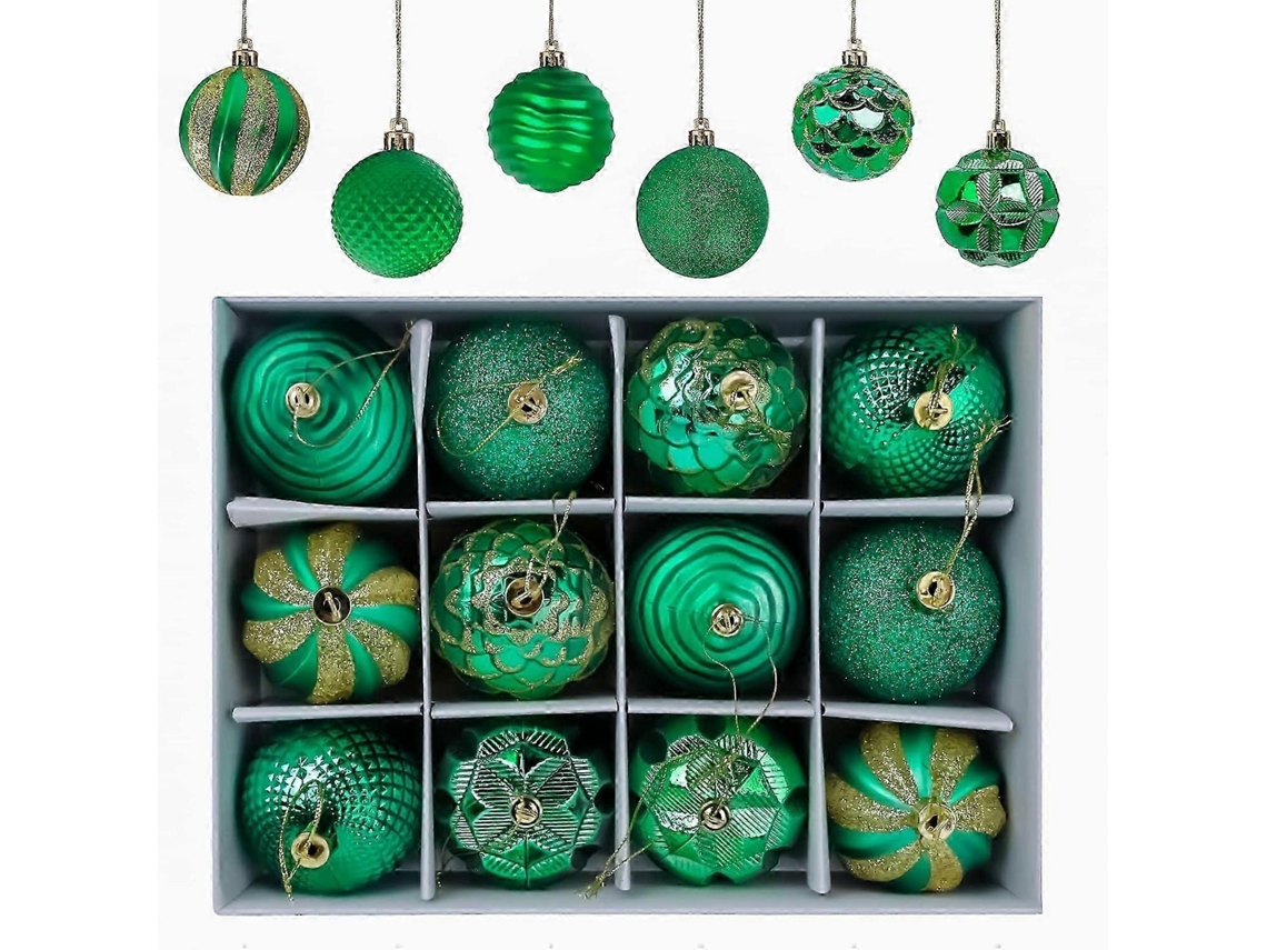 Bolas De Natal, 12 Peças, Enfeites Brilhantes E Foscos Para Árvore De Natal, 6 Cm Olysi Shop (verde)