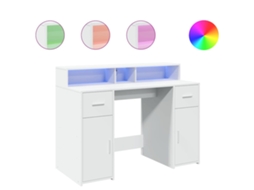 Secretária com luzes LED em madeira branca, exclusiva da Maison (120x55x91 cm)