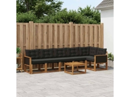 Vidaxl Conjunto De Sofás Para Exterior 7 Pcs Natural E Preto