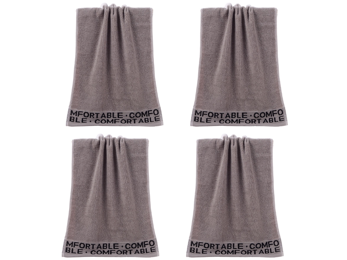 Conjunto de Toalhas de Mãos NEVEANCE Absorvente Banho Mão Rosto Algodão Cinzento - 4pcs (33x73cm)
