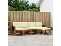 Vidaxl Conjunto De Sofás Para Exterior 5 Pcs Natural E Creme Poliéster