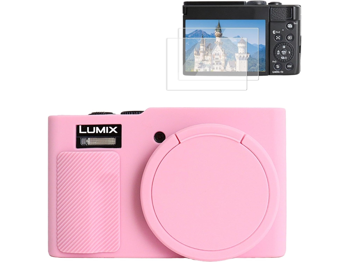 Capa Protetora Silicone HEXINYIGJLY para Lumix Tz99/zs99antiderrapante, Acesso Tripé,películas Rosa