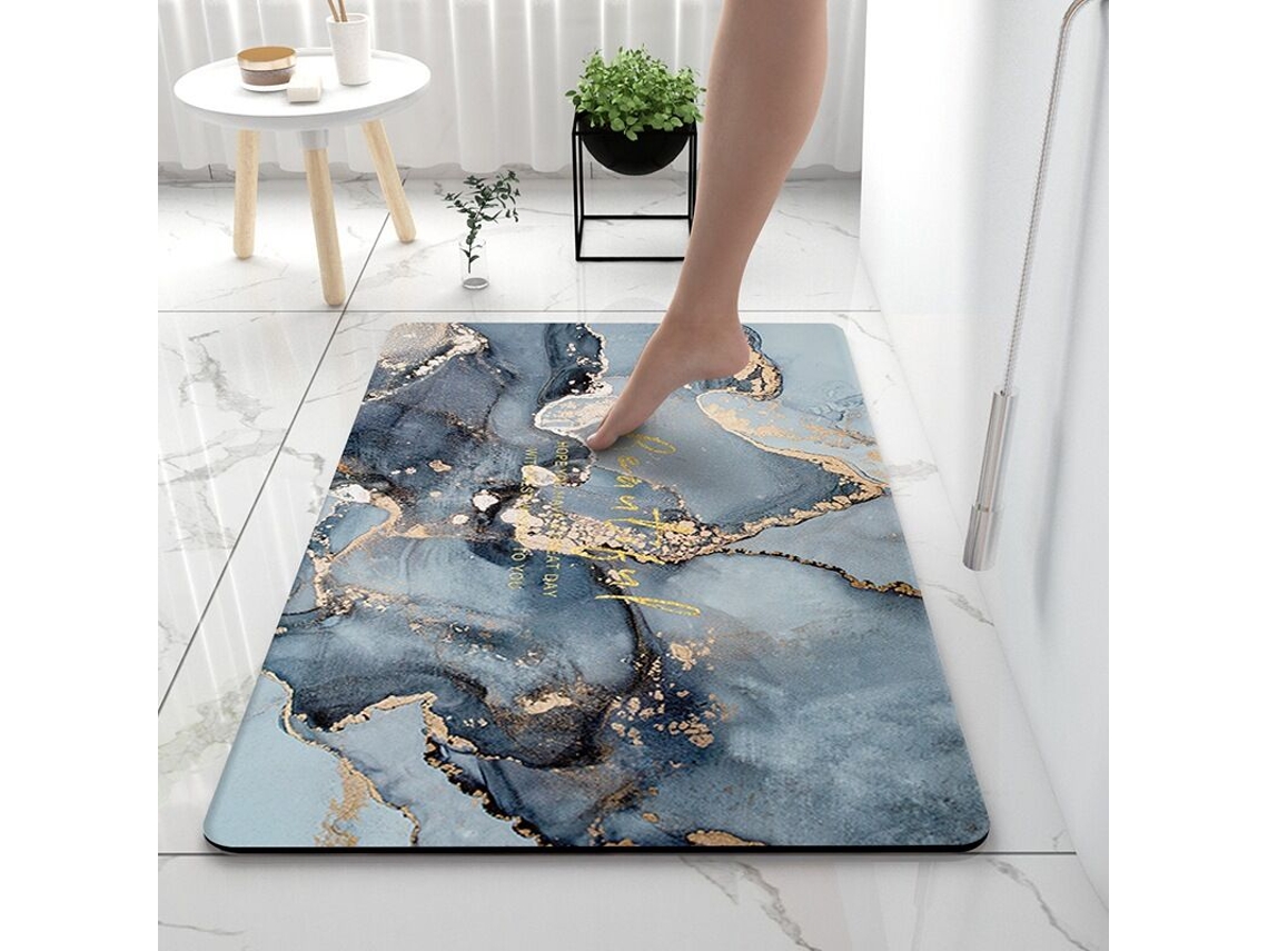 Tapete De Banho Diatomite Super Absorvente E Suave 50x80cm Azul