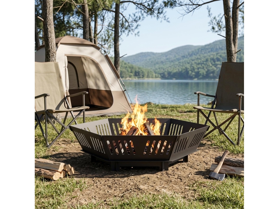 Vidaxl Fire Pit Preto 80 X 80 X 23 Cm Aço