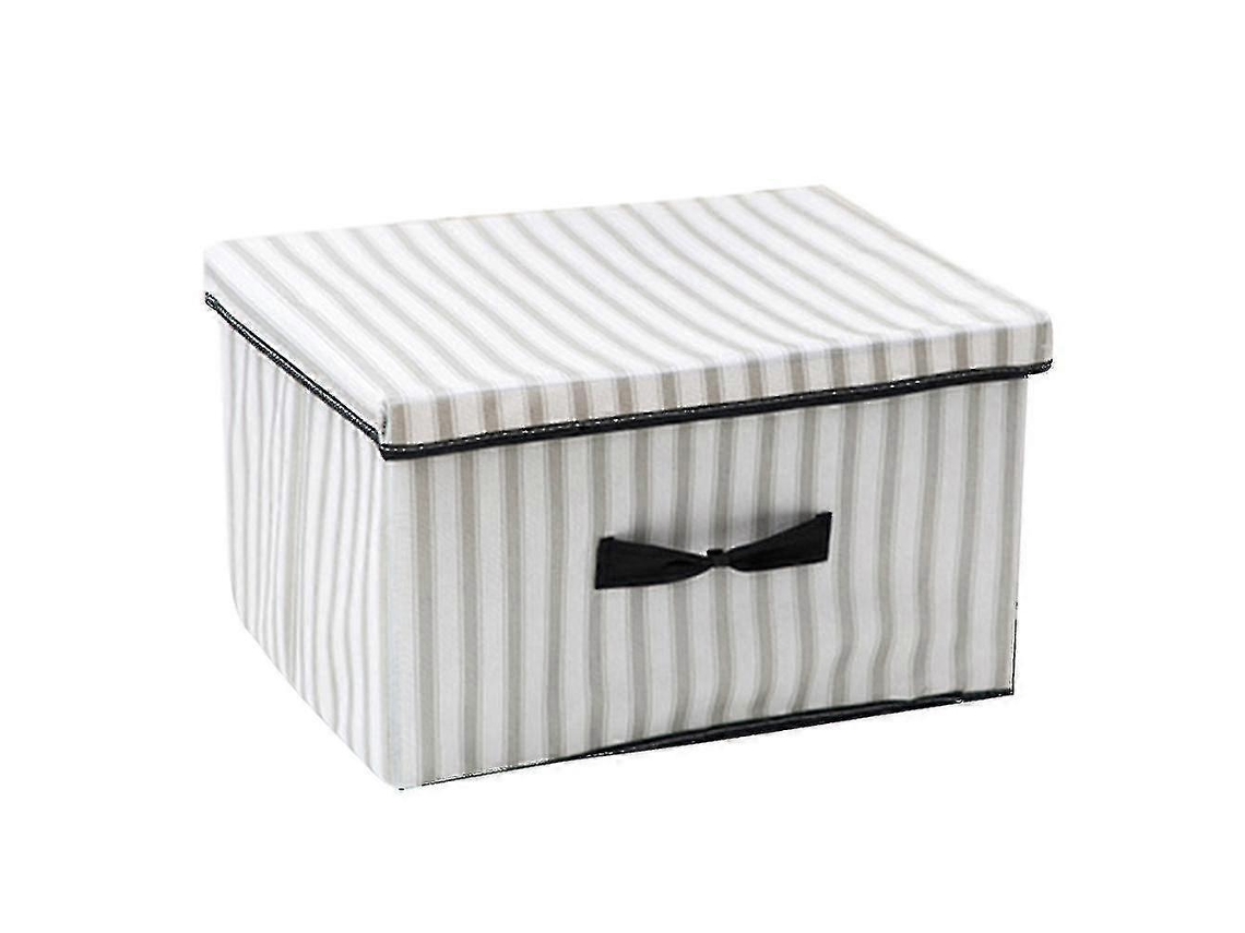 Caixa De Armazenamento Dobrável Multifuncional, Não Tecido, Listrada Em Cinza, Organizador Portátil Para Roupas, Brinquedos E Colchas 26x Olysi Shop
