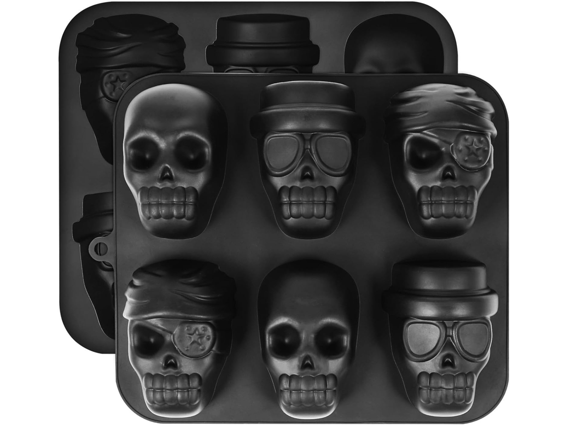 Forma Gelo Silicone Em Formato Caveira : Fácil Limpar E Senformar. Formas Silicone