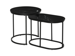 Mesa lateral com 2 prateleiras e efeito mármore em tamanho compacto CHERIDIA CUOM