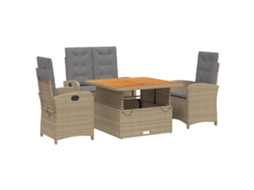 Garden Dining Set, Garden Dining Sets Vidaxl Bege Rattan / Vime (110 Cm Table Length)