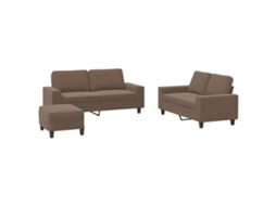 3 Pcs Conjunto de Sofás Tecido Castanho MAISON EXCLUSIVE