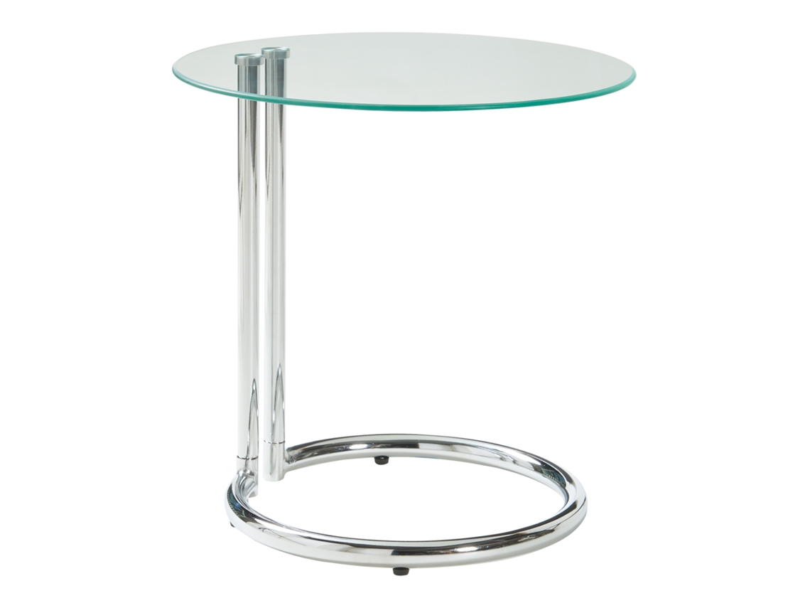 Mesa de apoio Ylivieska redonda vidro/metal 46xØ45 cm - Transparente [EN.CASA]