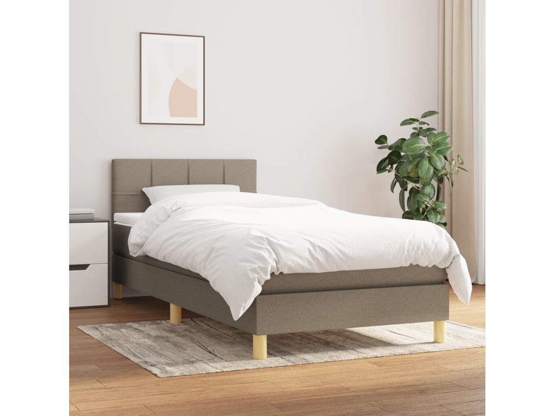 Vidaxl Cama Com Molas/colchão 80x200 Cm Tecido Castanho-acinzentado