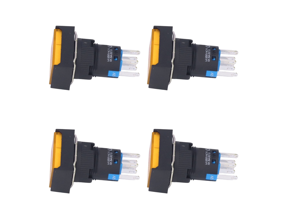 Interruptor Push button Auto bloqueio com Lâmpada Amarela 12v