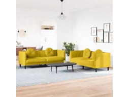 Vidaxl 2 Pcs Conjunto De Sofás Com Almofadas Veludo Amarelo