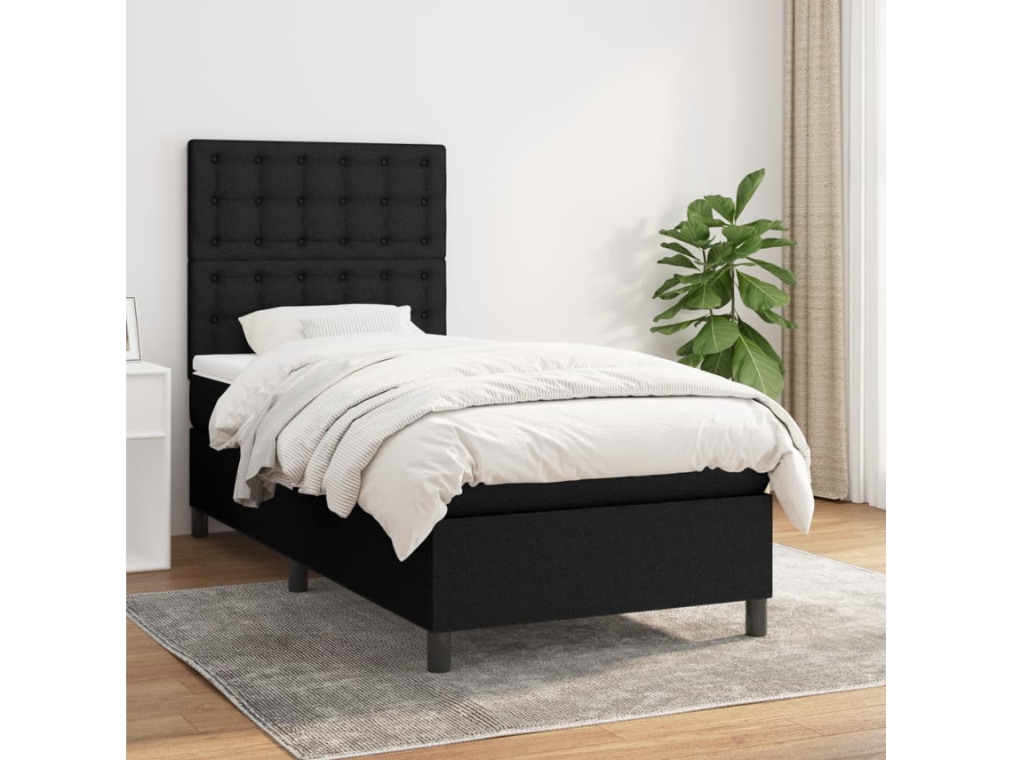Vidaxl Cama Com Molas/colchão 100x200 Cm Tecido Preto