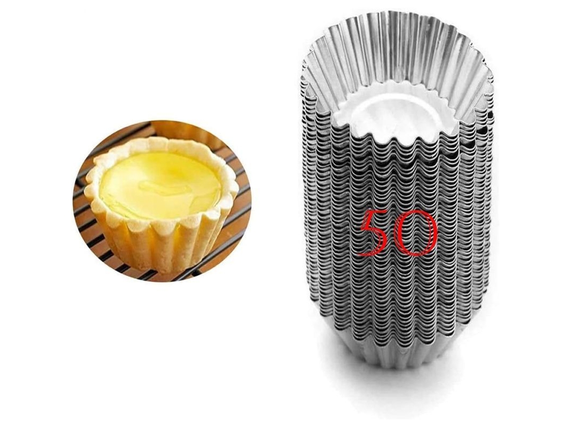 50 moldes de tarte Nova Line antiaderentes para assar, cupcake, muffin, ferramentas de cozinha | S/MARCA