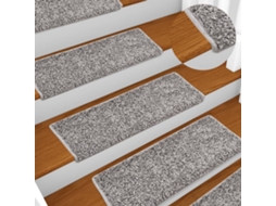 Vidaxl Tapetes de Escada 15 Peças 65x21x4 Cm Cinza com Borda Retangular