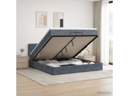 Vidaxl Cama Ottoman Com Colchão E Led Cinzento-escuro 200 X 200 Cm