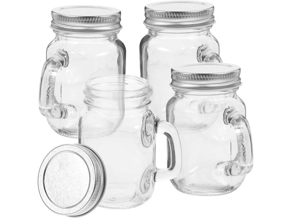 Conjunto De 4-potes Vidro Transparentes Com Tampas Herméticas Para Conservas, Capacidade De 120ml, Ideais Para Cozinha E