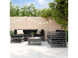 Vidaxl 7 Pcs Conjunto Lounge Jardim C/ Almofadões Madeira Maciça Cinza