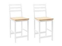 Conjunto 2 Cadeira De Jantar Vidaxl Branco Madeira De Seringueira Maciça (40 X 47,5 X 99,5 Cm)