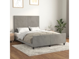 Vidaxl Estrutura De Cama Sem Colchão 140x200 Cm Veludo Cinzento-claro