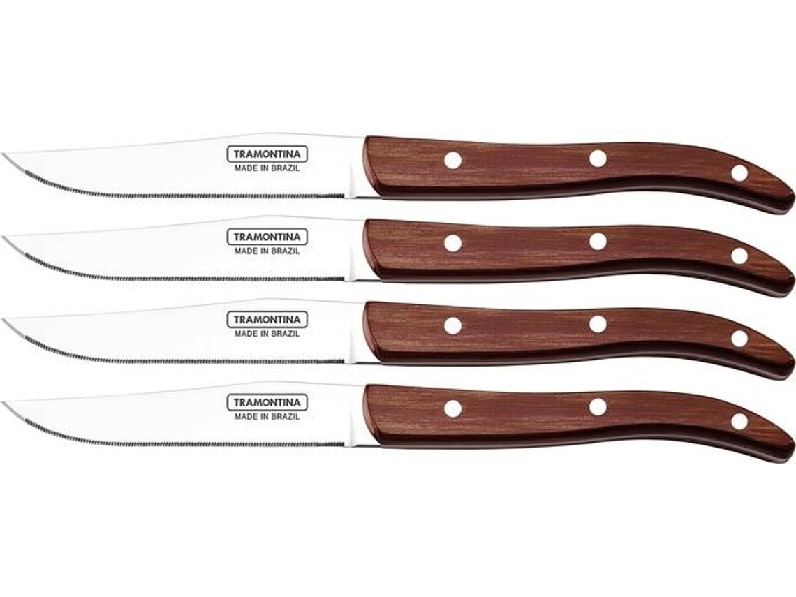 Conjunto 4 Facas de Cozinha TRAMONTINA Polywood Estojo Madeira