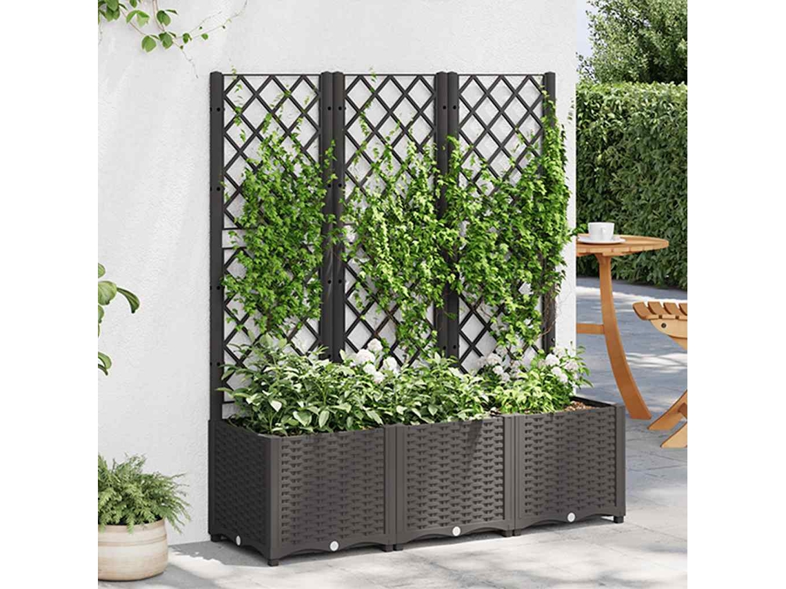 Vidaxl Vaso De Jardim Com Treliça Preto 120x40x136 Cm Pp