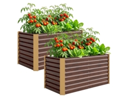 Conjunto Elevado de 2 Canteiros. Plantador. Extra Profundo. Metal. 120 X 60 X 60 Cm Marrom Ge