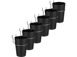 Healvian Conjunto De 6-copos Pequenos Pretos 1-polegada Com Anel Painel Perfurado, Organizador De Ferramentas E