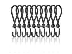 Corda Elástica Com Mosquetão, 10 Unidades, 15 Cm, Borracha, Resistente, Para Lonas