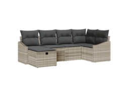 Conjunto 6 Conjunto De Sofás Para Exterior Vidaxl Cinzento-claro Vime Pe (233,5 X 123,5 X 85 Cm)