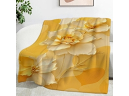Manta Golden Lotus Estampa de Galhos 100x130 Cm Multifuncional Macia e Aconchegante em Flanela Ideal para Cama