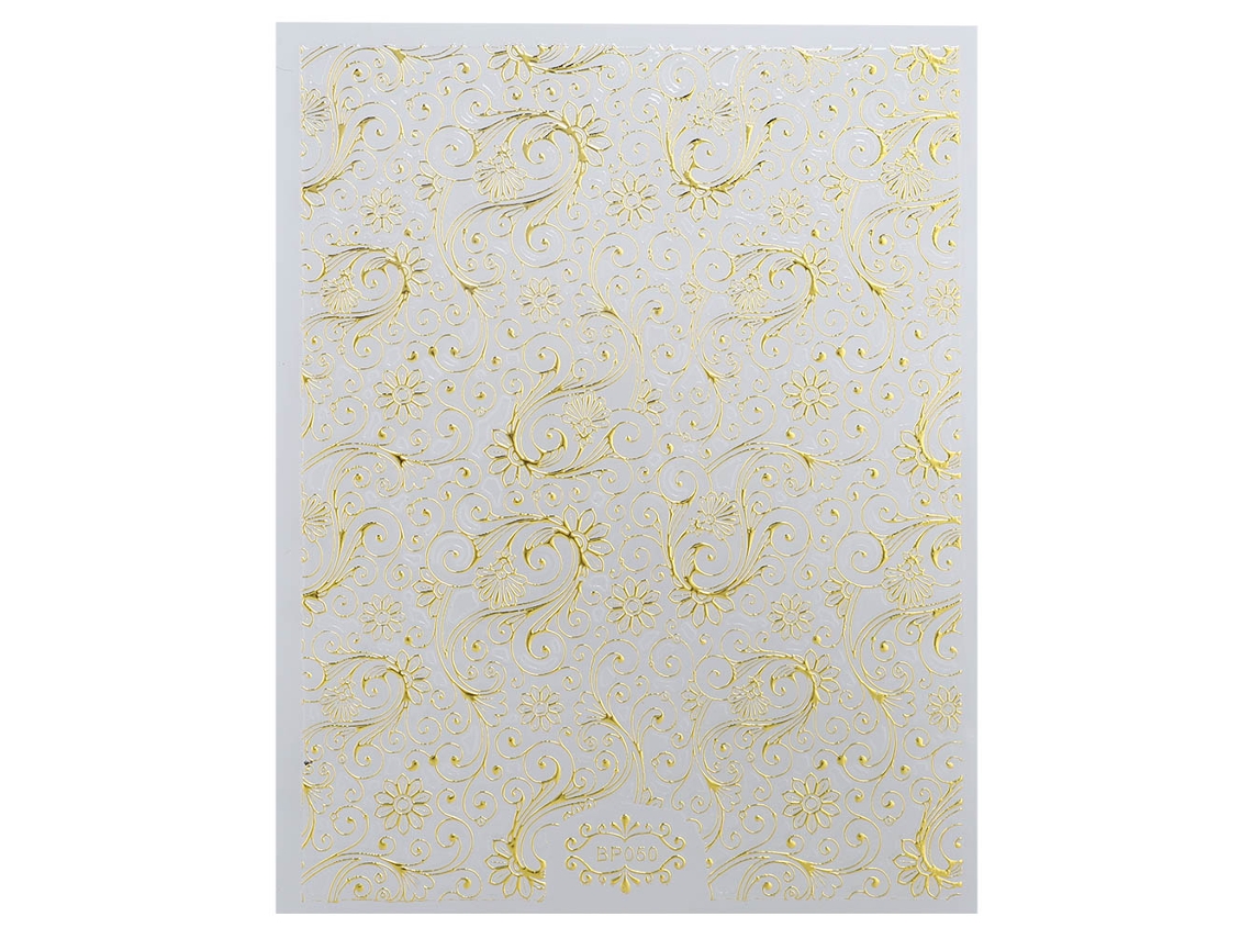 Sticker De Uñas Autoadesivo 3d Flor Ouro Decoração De Manicure Bp50