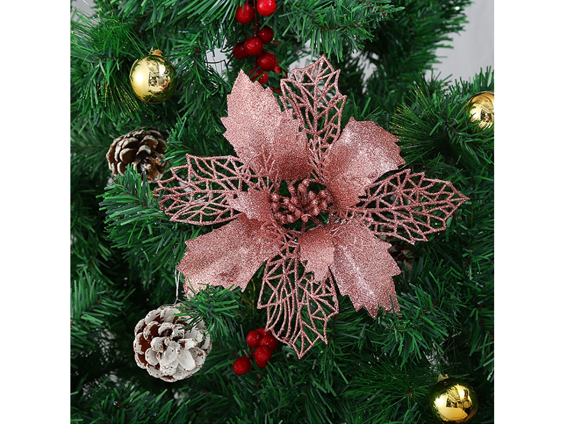 Flor Oca De Glitter De Natal (champanhe, 24cm) Eoocoo