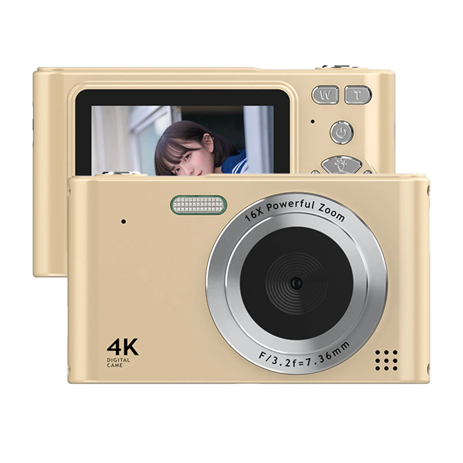 (cartão Earth Gold De 64 Gb) Câmera 4k, Tela De 2,4 Polegadas, Zoom Digital De 16x