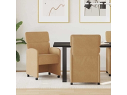 Vidaxl Cadeiras De Jantar Com Rodas 2 Unid. Veludo Castanho