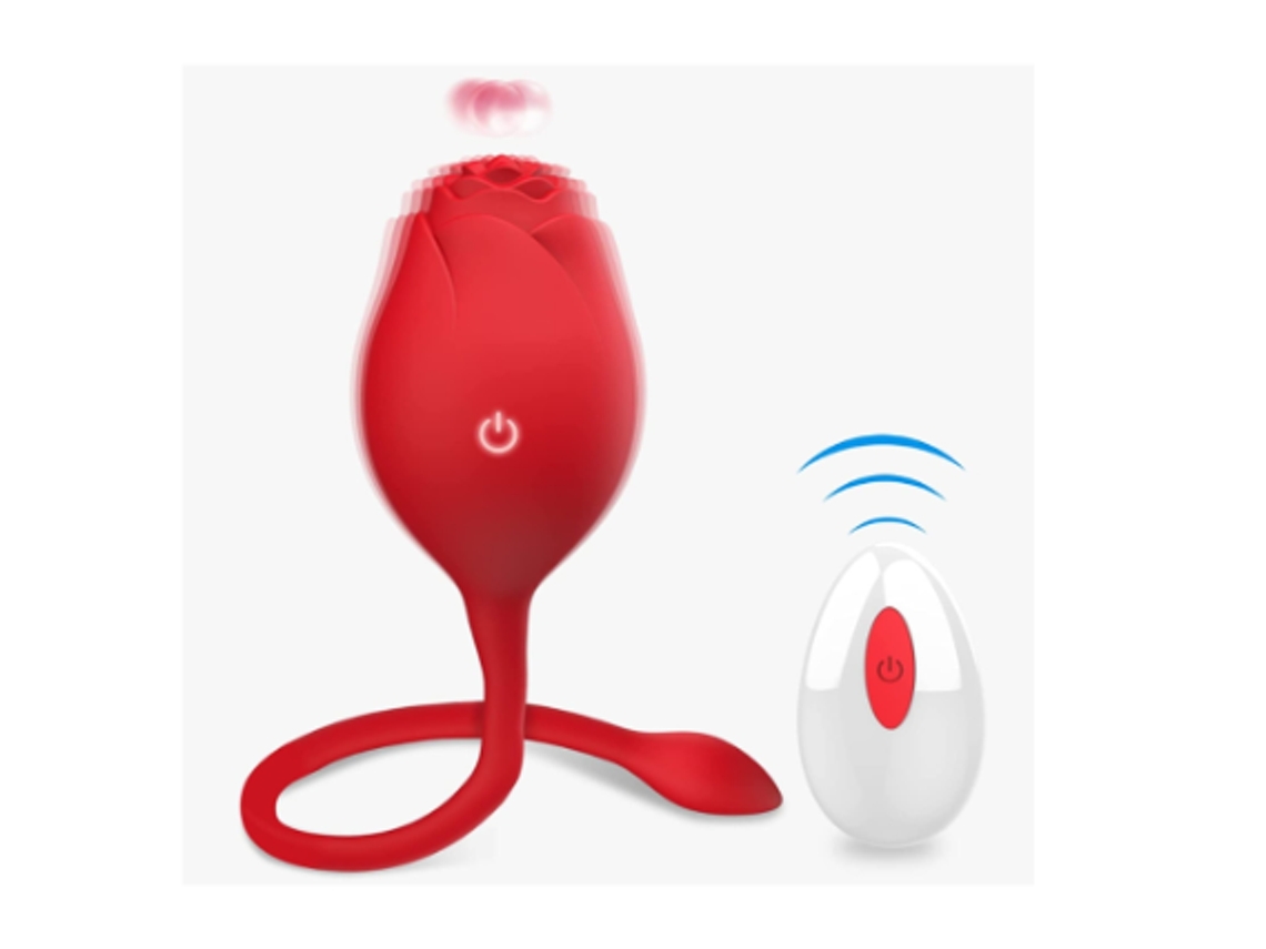 Rose Toys For Women, Vibrador Clitoriano Com 10 Modos De Provocação. Ovo Vibrante Com Cauda, Vermelho