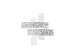 Plafon Grande Lara Em Vidro Branco Com Detalhes Em Folha Prateada 91x91cm, 4 Luzes E27, Ip20, Max 4x52w, Estilo Moderno, Lâmpadas Excluídas Gea Luce