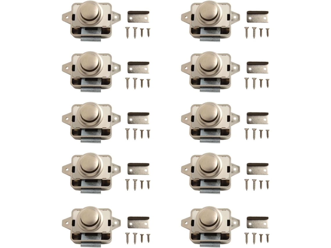 Conjunto De 10 Travas Botão Para Gavetas E Armários, Com Mola, Ideais