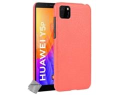 Capa Dura De Imitação De Couro De Crocodilo Para Huawei Y5p Vidro Temperado - Vermelho